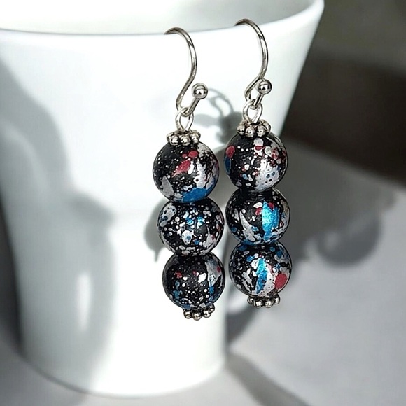 5 For $25💫Splattered Metallic Paintball Dangles Earrings - Picture 4 of 5